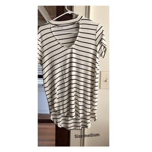 Stripe open chest shirt